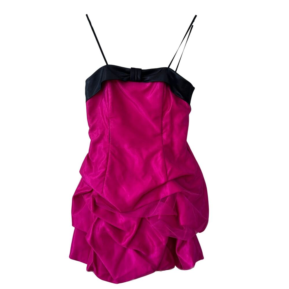 Vtg Jessica McClintock Gunne Sax Bubble Hem Hot Pink Party Glam Dress